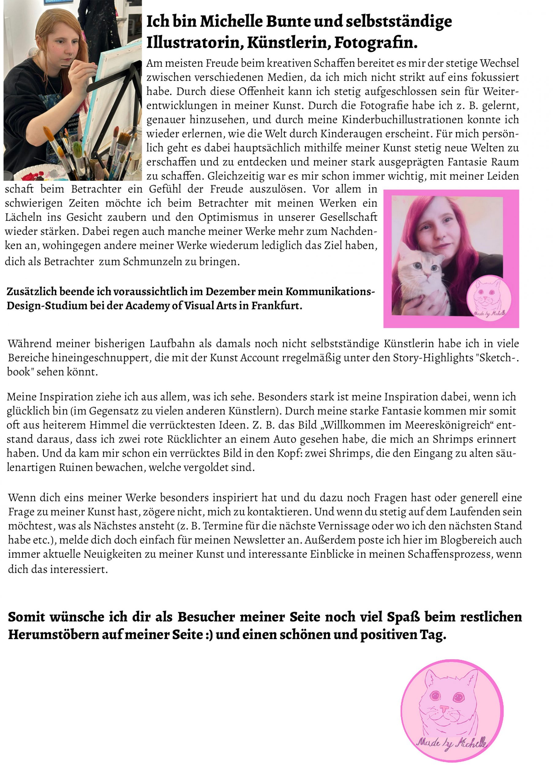 Über mich Illustration by Made by Michelle