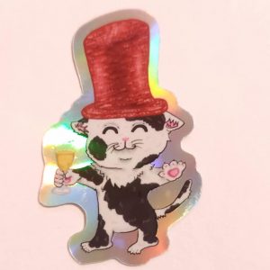 Holo-Sticker „Silvester-Katze“