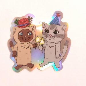 Holo-Sticker „Silvester-Katzen"