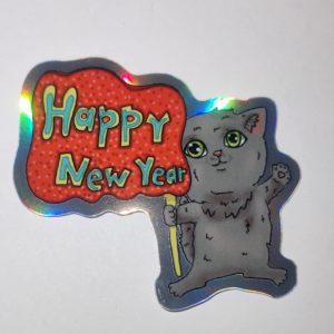 Holo-Sticker „Silvester-Katze 3"