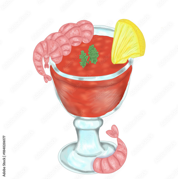 Shrimps-Cocktail Illustration