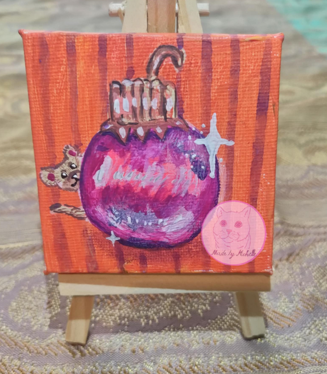 Die Maus und die Christbaumkugel rosa