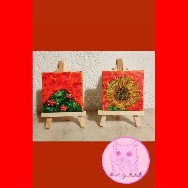 Miniaturbilder (Set) Sonnenblume und Sommergestrüpp