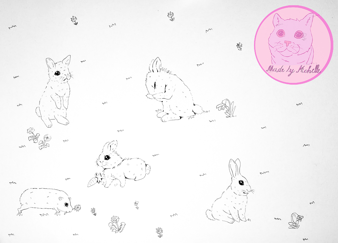 Schwarz-Weiß-Zeichnung mit Fineliner