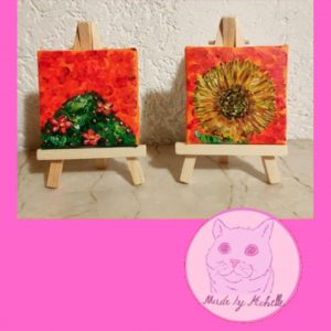 Miniaturbilder (Set) Sonnenblume und Sommergestrüpp