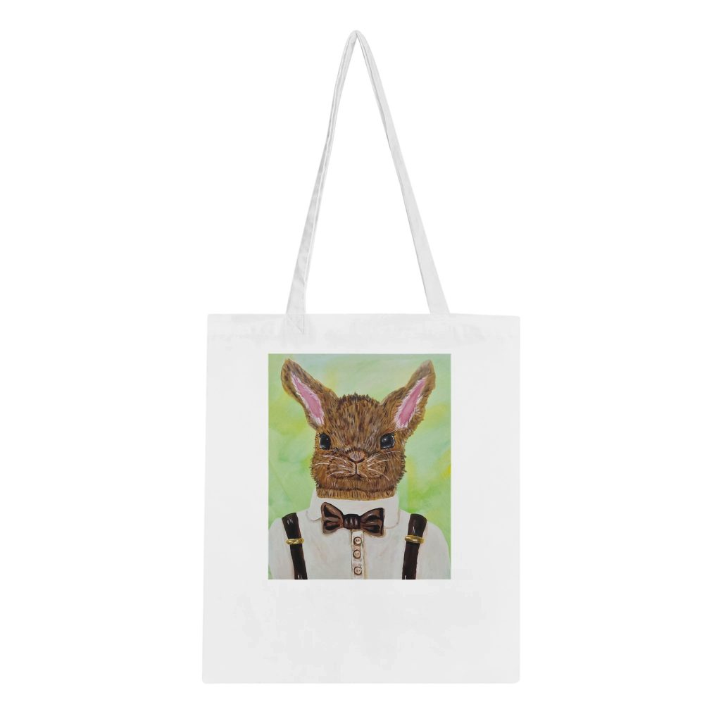 Klassische Tote Bag White (Kaninchen im Hemd mit Fliege)