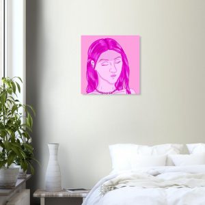 Fine Art Poster Frau mit geschlossenen Augen rosa 50×50 cm