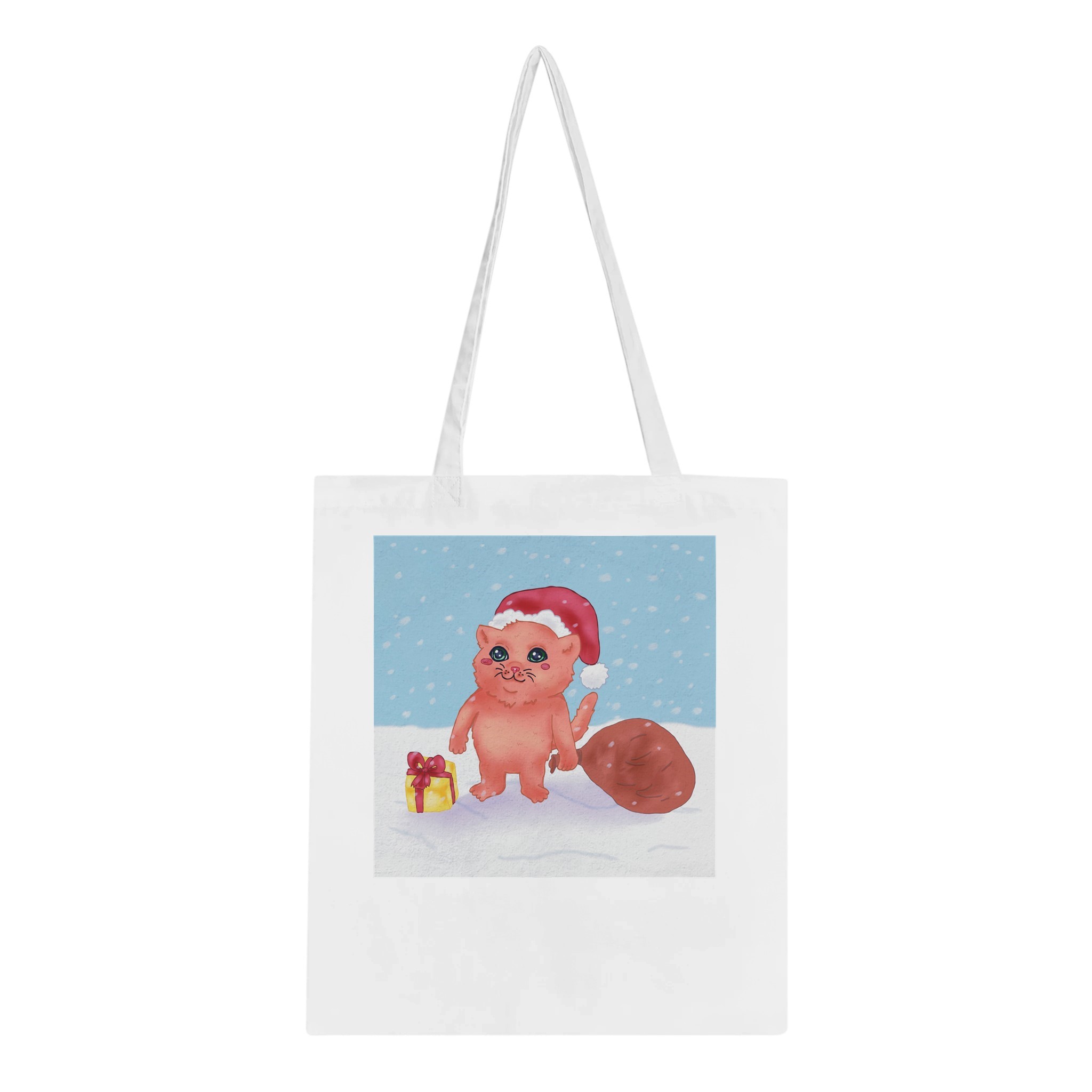 Klassische Tote Bag White Weihnachtliche Illustration – Kater