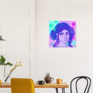 Fine Art Poster Frau mit geschlossenen Augen blau 50x50 cm