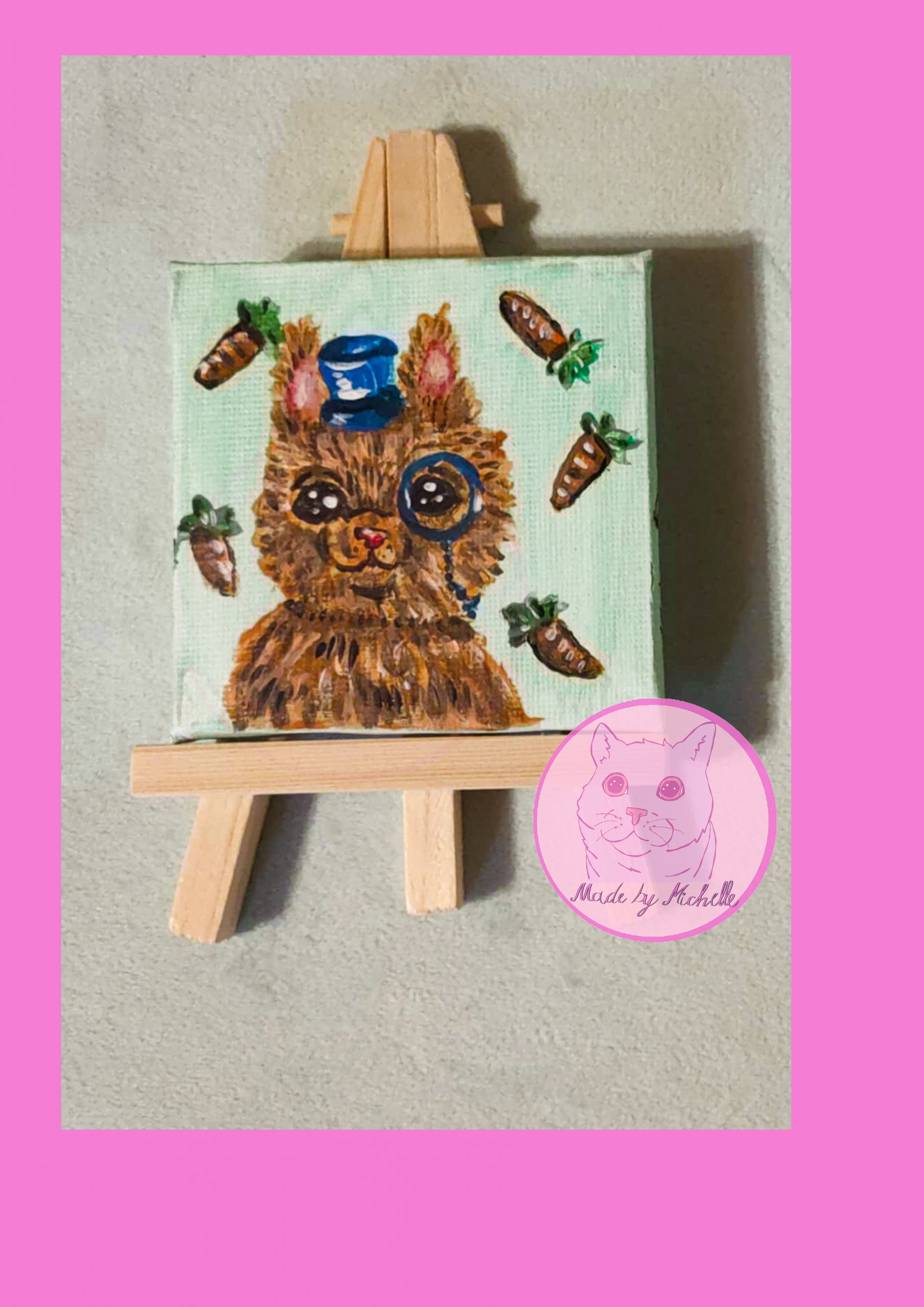 Kaninchen mit blauem Monokel