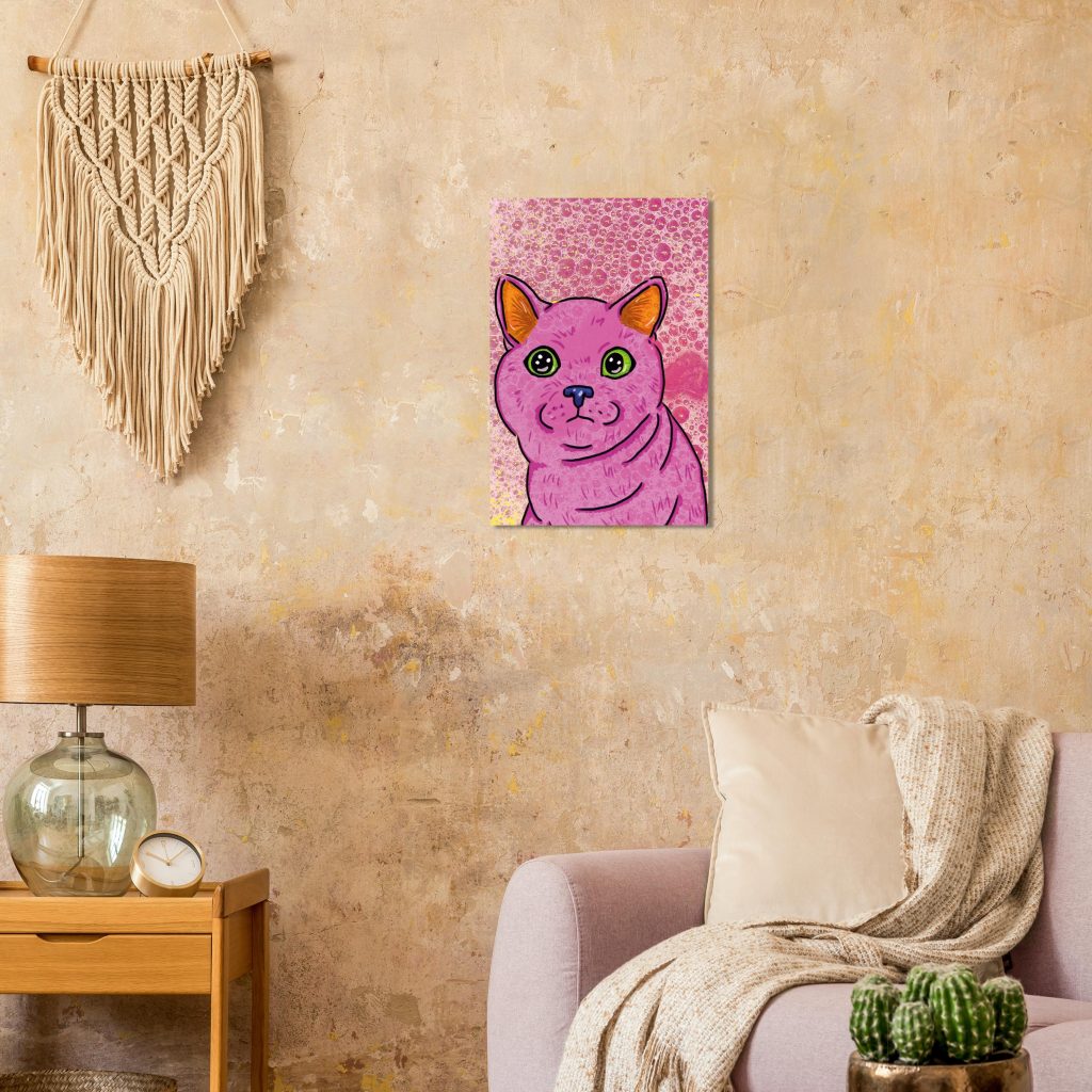 Fine Art Poster Katze mit Seifenblasen 60x40 cm
