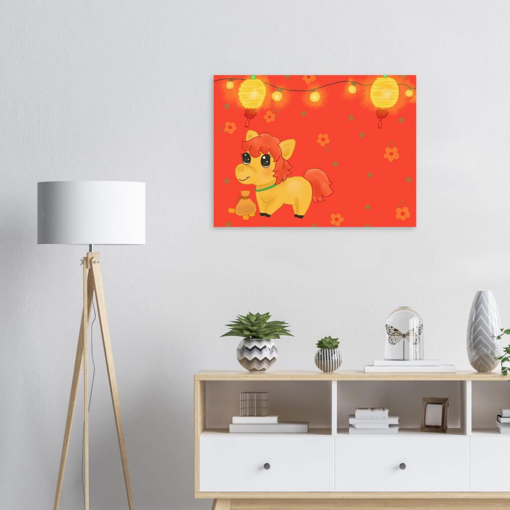 Fine Art Poster Neujahr Pony 60x80 cm