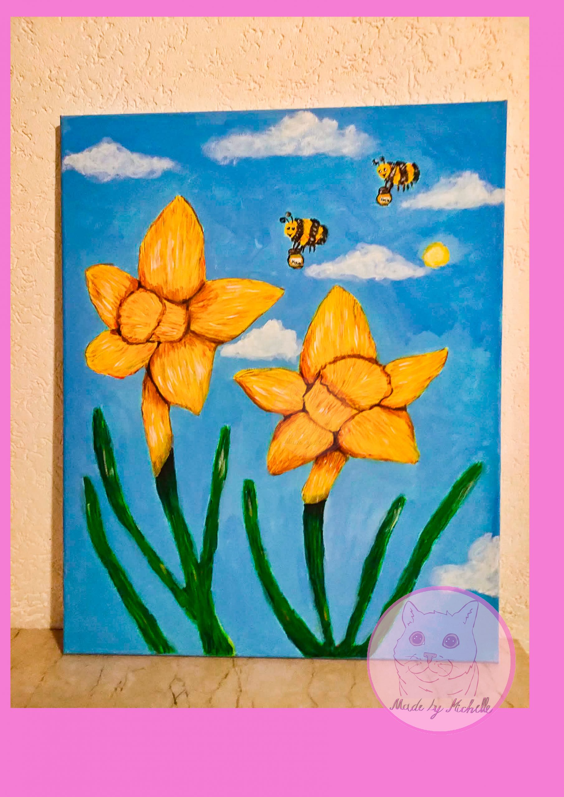 Narzissen mit Bienen