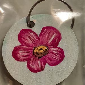 Schlüsselanhänger "rosa Blume 1" Holz